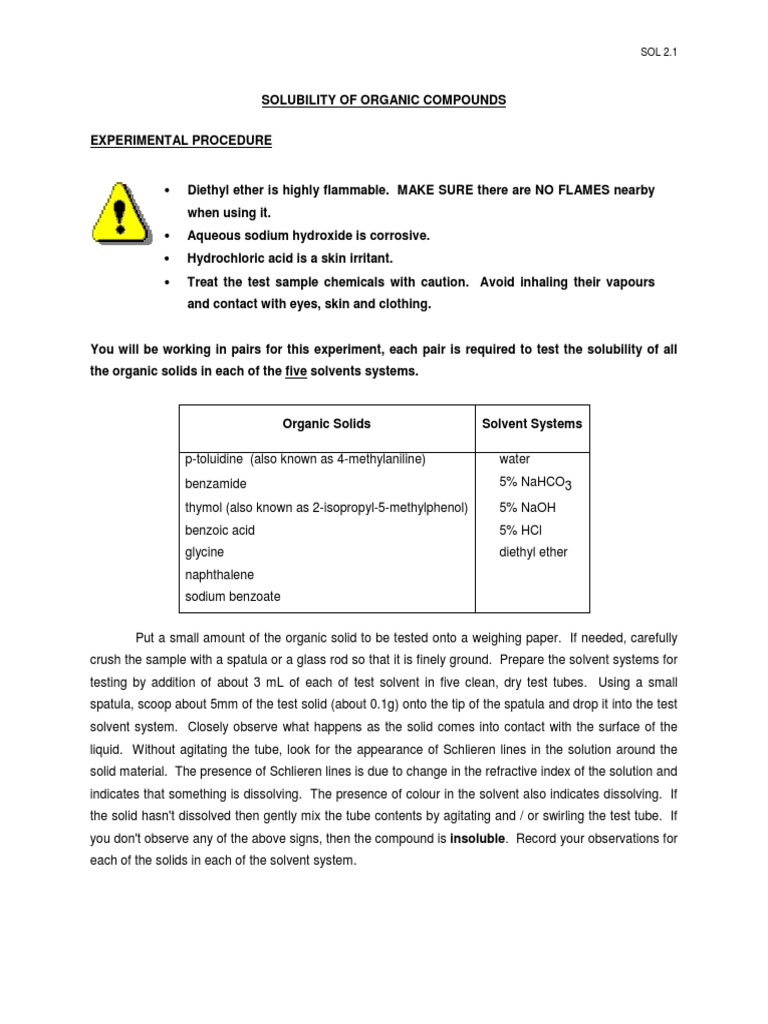 351expt 01 Solubility Exp PDF | PDF | Sodium Hydroxide | Solvent