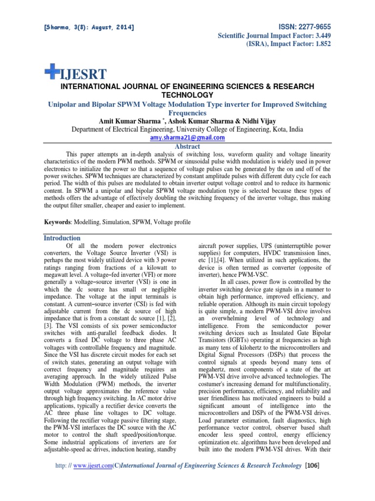 Unipolar and Bipolar SPWM Inverter Analysis | PDF | Power Inverter ...