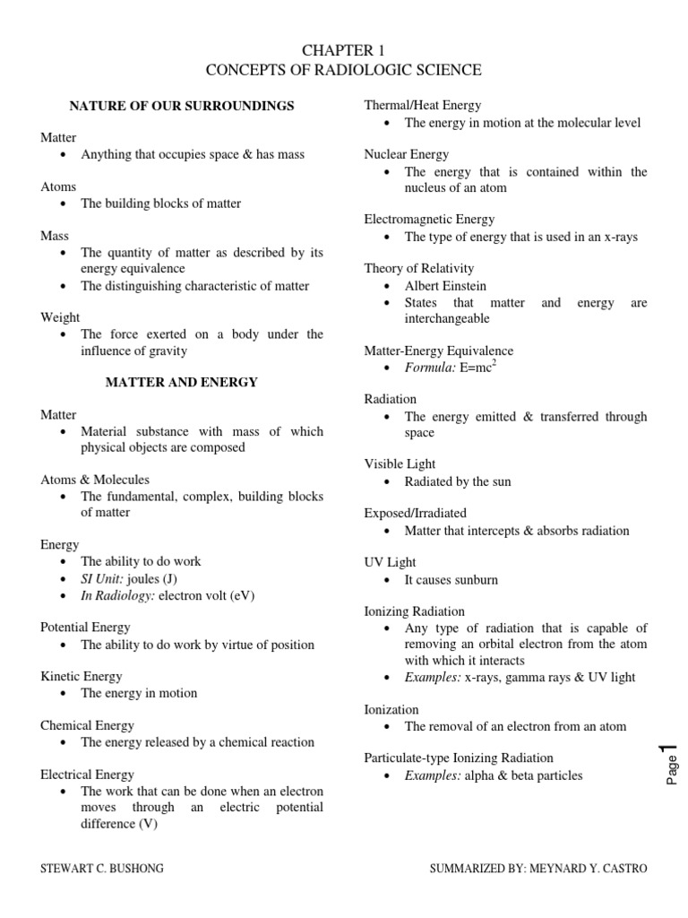 Chapter 1 Concepts of Radiologic Science | PDF | Ionizing 