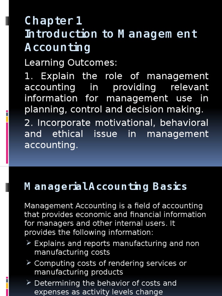 Introduction to Management Accounting | PDF | Management Accounting ...
