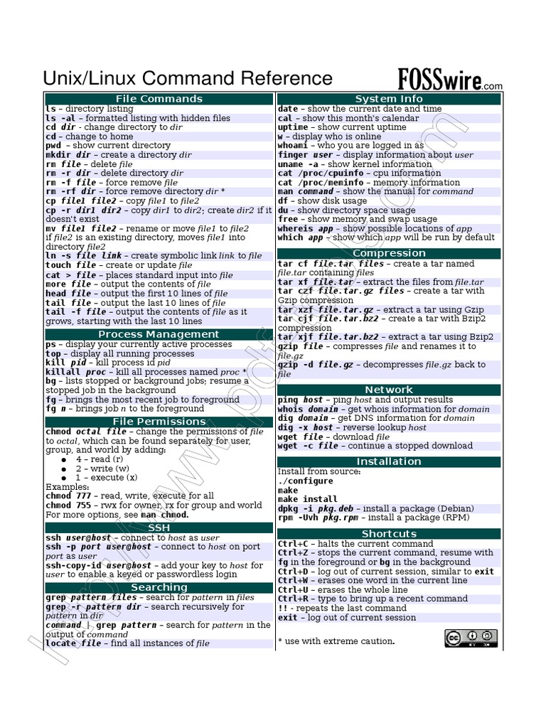 Unix/Linux Command Reference: File Commands System Info | PDF ...