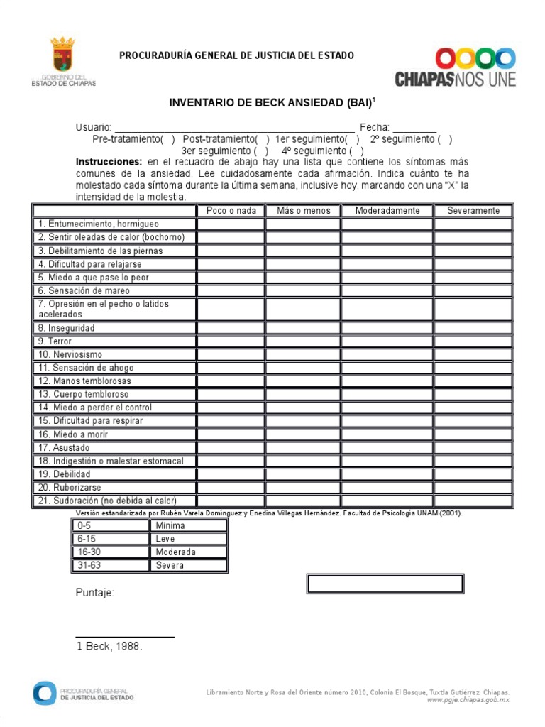Ansiedad de Beck PDF Ansiedad Psiquiatría