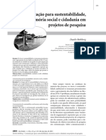 Comunicação para Sustentabilidade, Memória Social e Cidadania em Projetos de Pesquisa