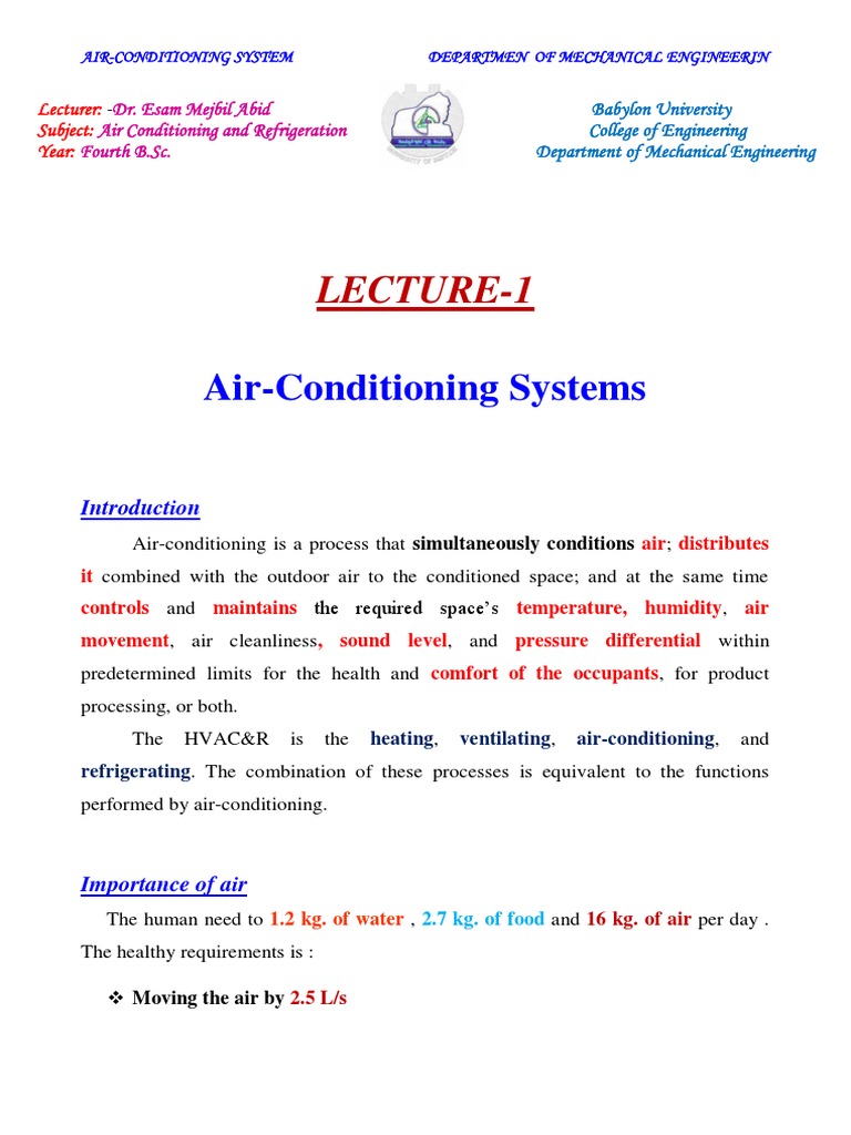 Air Conditioning Systems Overview | PDF | Hvac | Air Conditioning