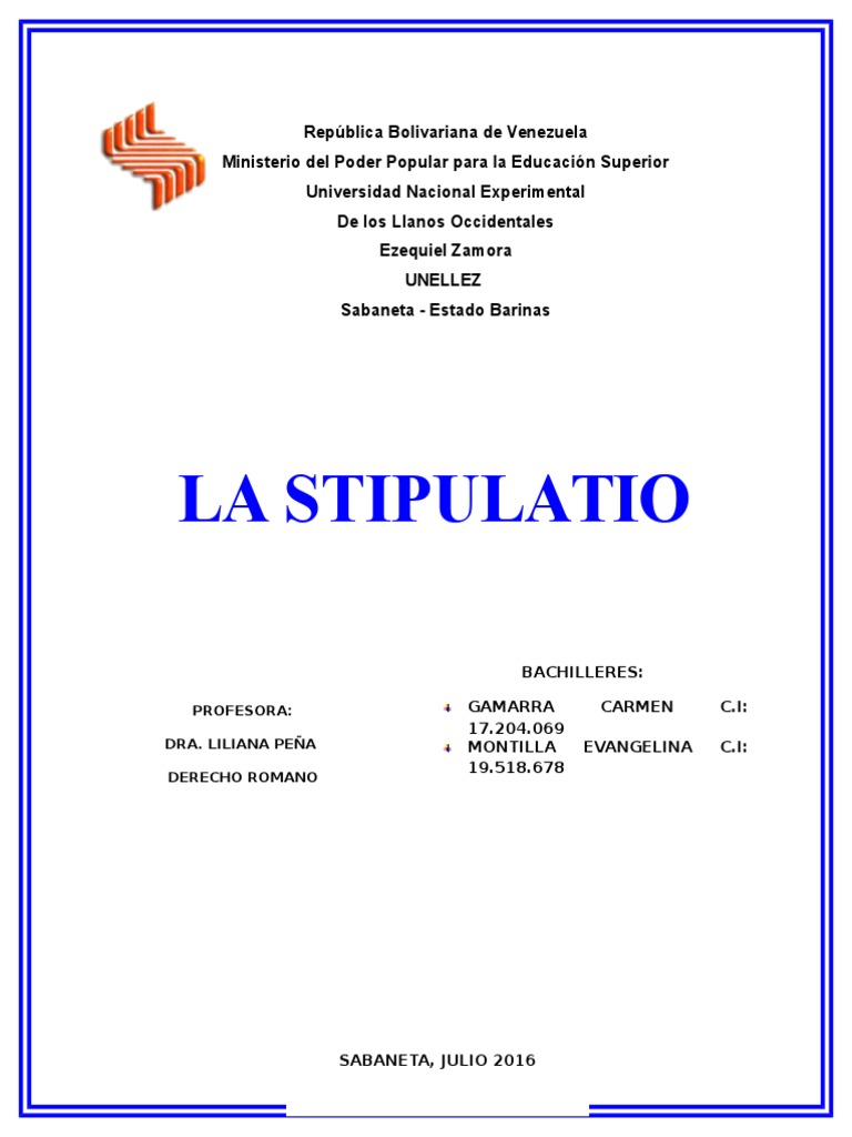 La Stipulatio en Derecho Romano | PDF | Justicia | Crimen y violencia
