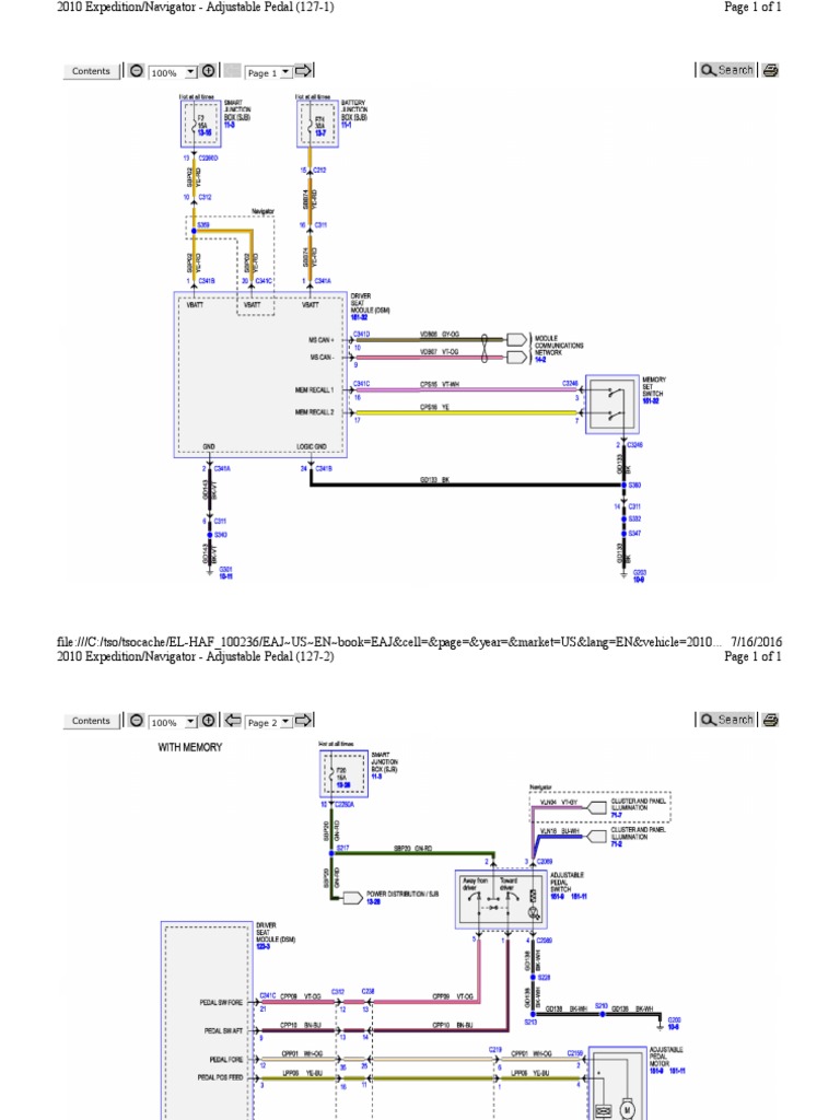 2010 Expedition/Navigator wiring diagrams for adjustable pedals