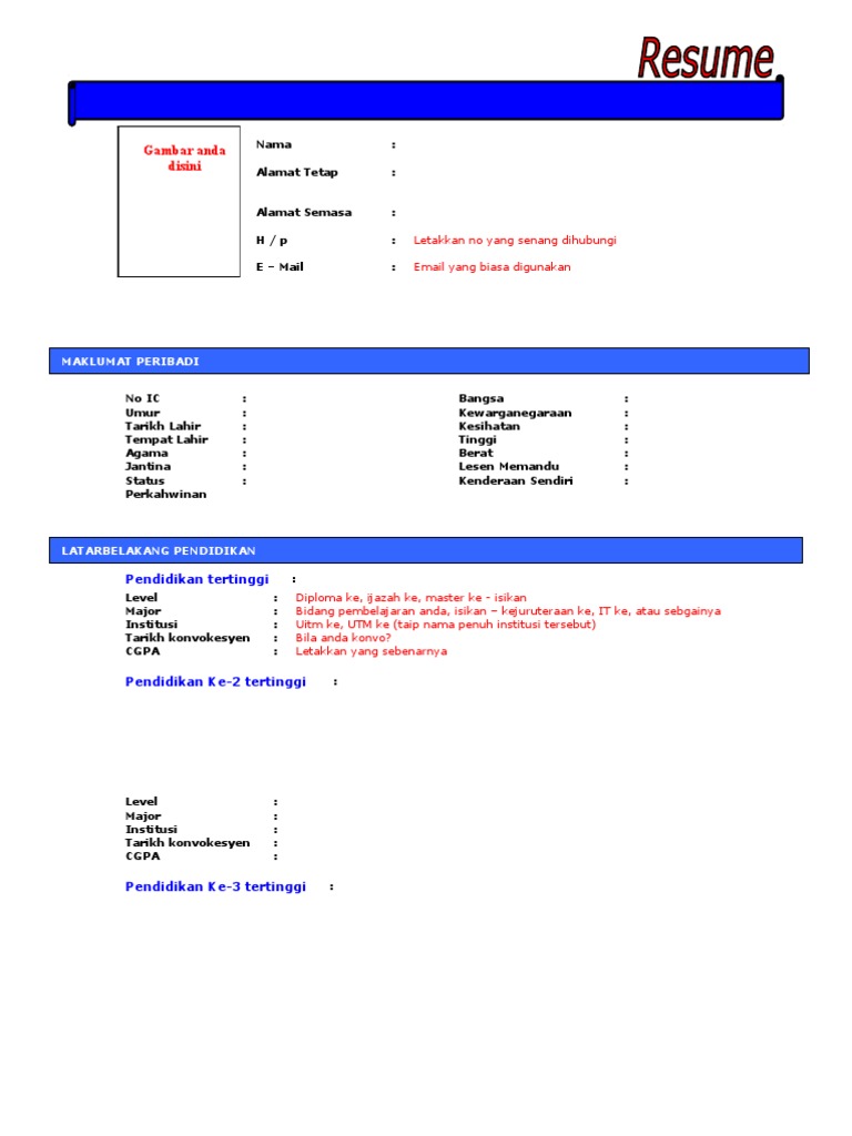 Contoh Resume Ringkas Dalam Bahasa Melayu