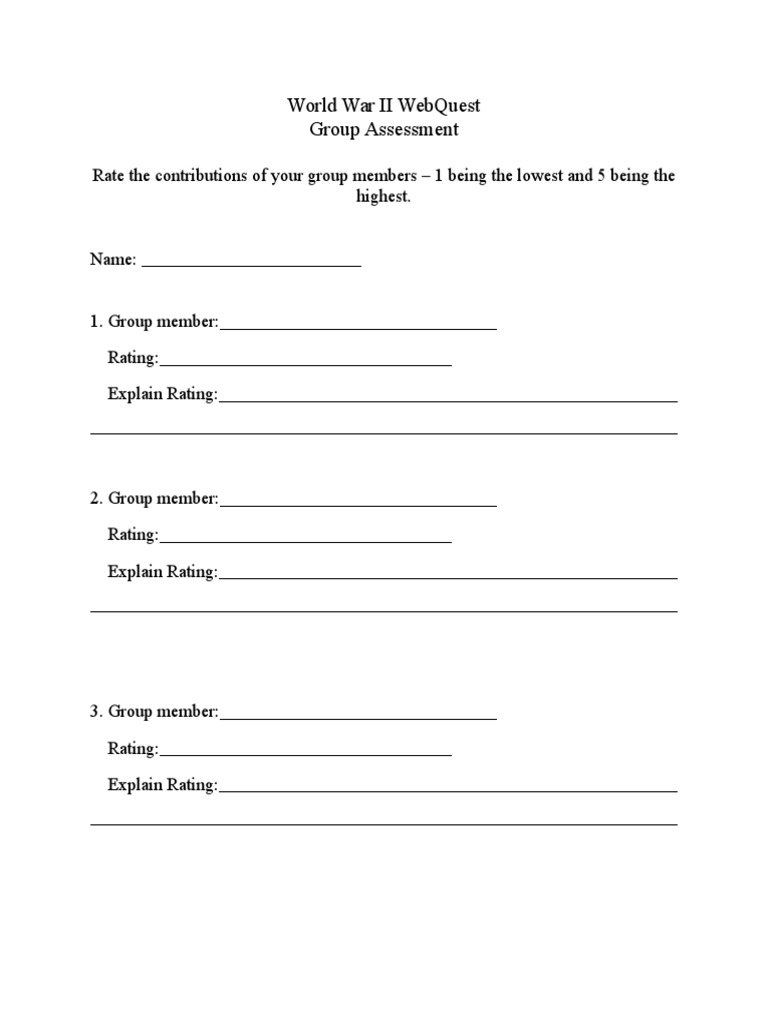World War Ii Webquest Group Assessment | PDF