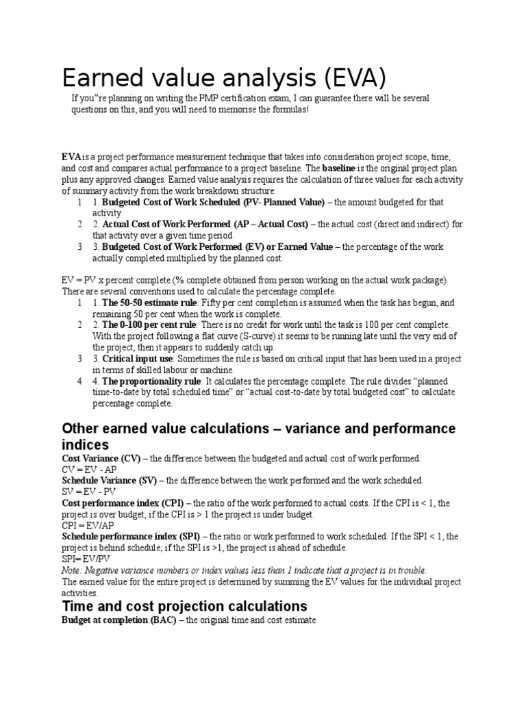 Earned Value Analysis for Project Management | PDF | Consumer Price ...