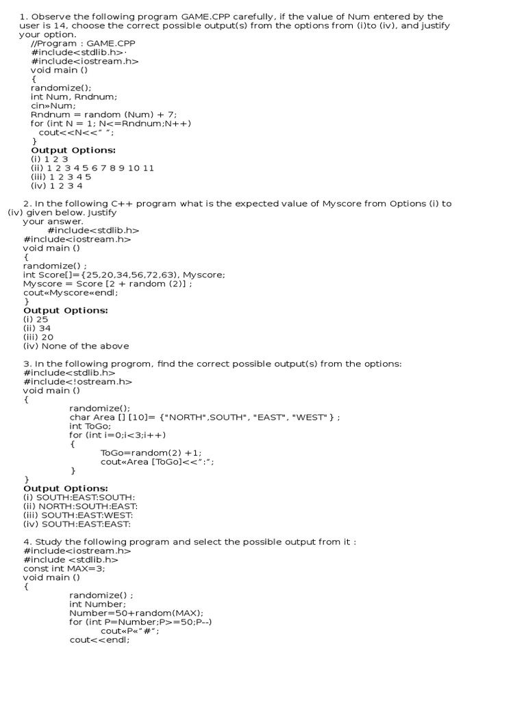 Random Program | PDF | C++ | Integer (Computer Science)