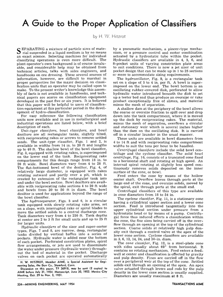 A Guide To The Proper Application of Classifiers | PDF | Mill (Grinding ...