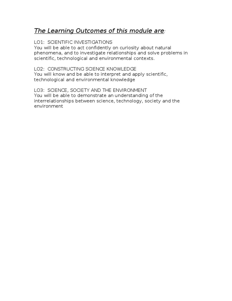 Science Learning Outcomes Overview | PDF | Social Science | Philosophy