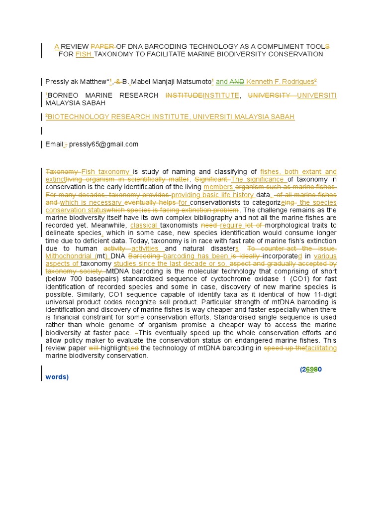 Review Paper of Dna Barcoding Technology as a Compliment ...