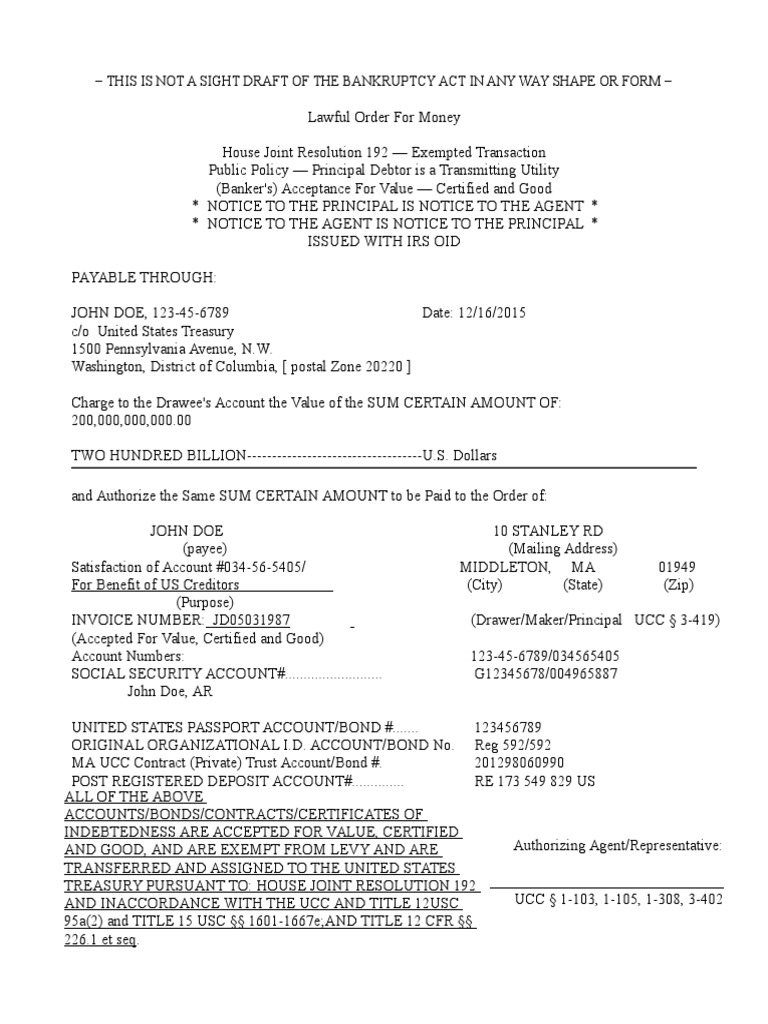 25 Lawful Order of Money