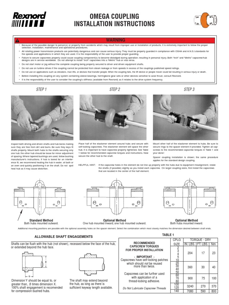 Omega Elastomeric Couplings Installation Manual Download Free PDF Machines Mechanical