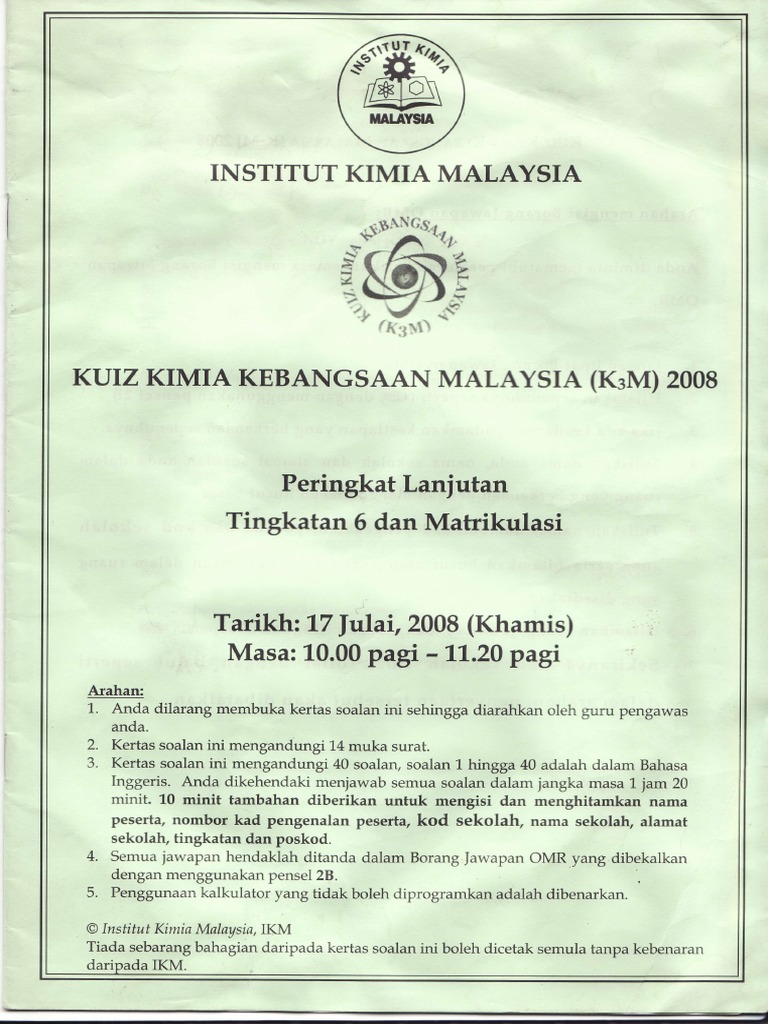 K3m 2008 Form 6 Acid Potassium