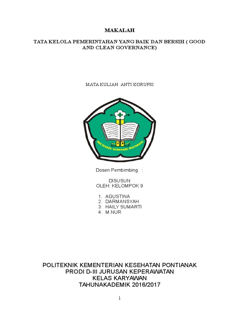 Tata Kelola Pemerintahan Yang Baik Dan Bersih Docx