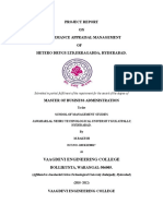 Project Report on Performance Appraisal Management of Hetero Drugs Ltd