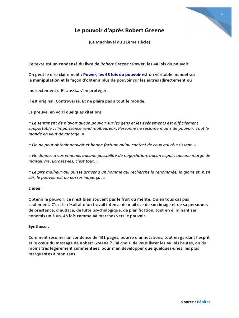Power Les 48 Lois Du Pouvoir Pdf Gratuit