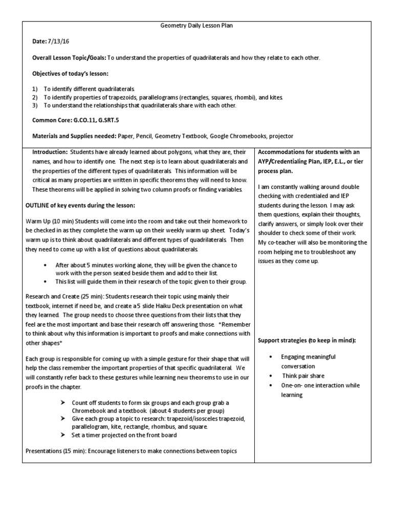 MAET Lenses Lesson Plan PDF Educational Psychology Teaching