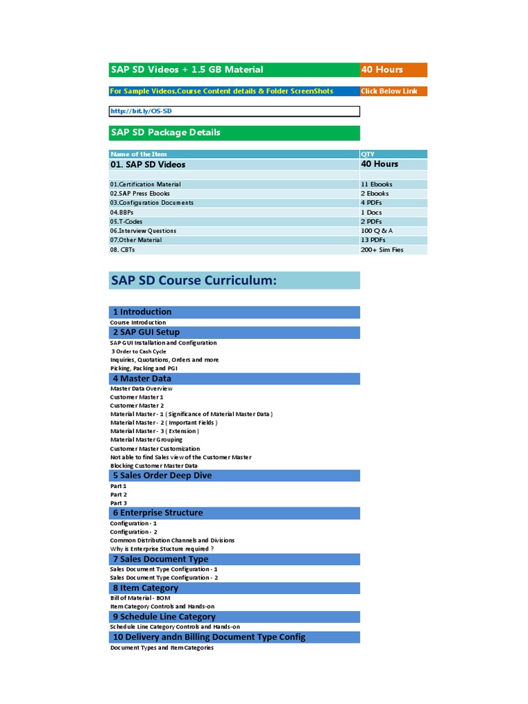 SAP SD Course Content Details PDF | PDF | Sap Se | Invoice