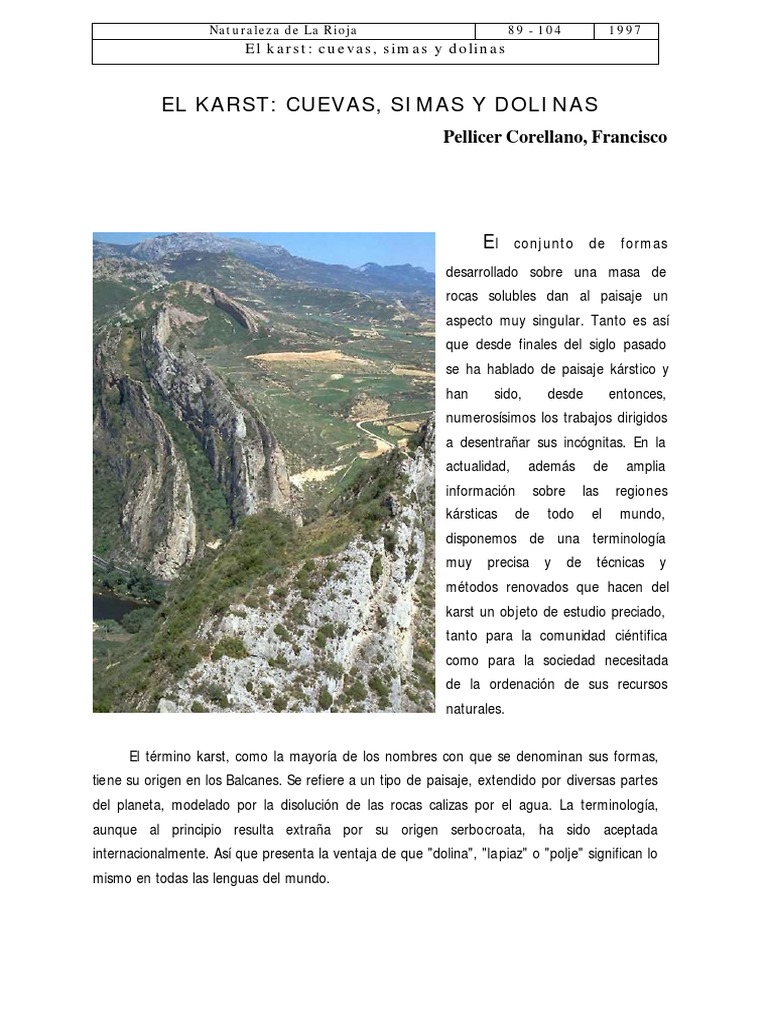 Formas kársticas: dolinas y simas en La Rioja | PDF | Sumidero ...