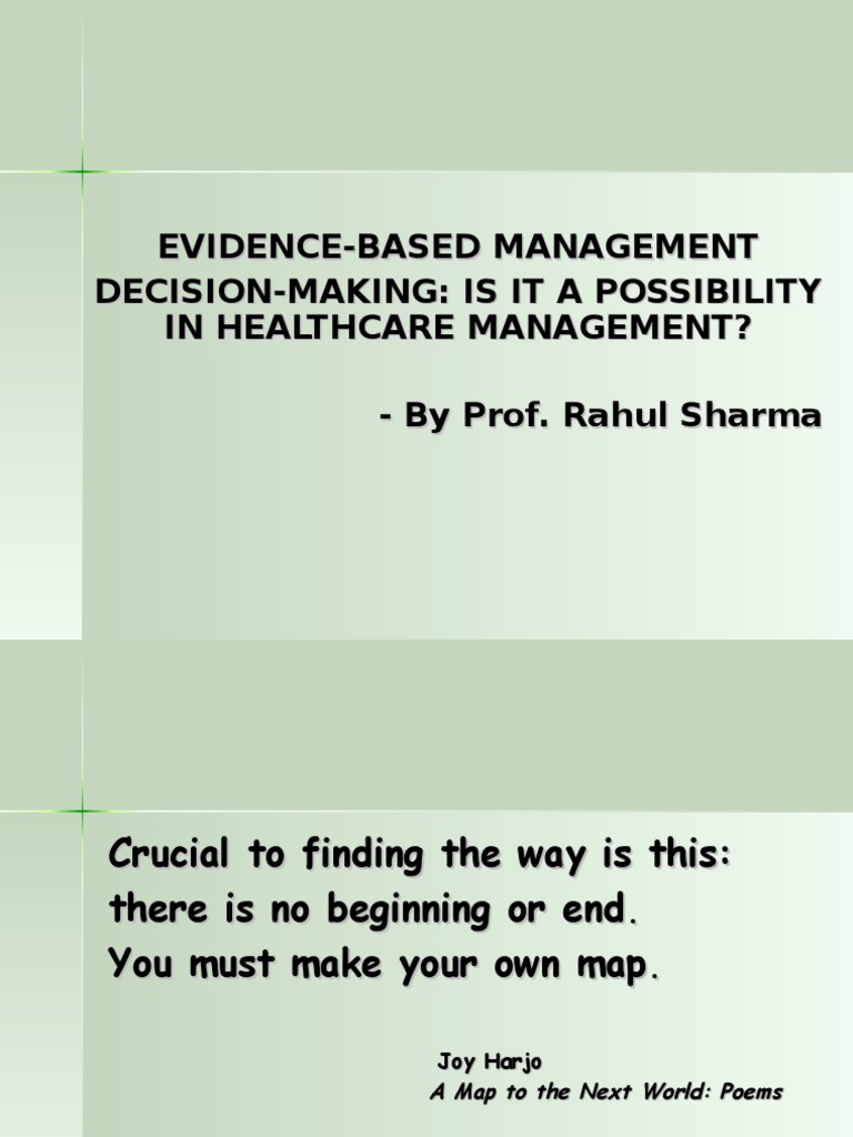 Evidence-Based Decision-Making in Healthcare | PDF | Evidence Based ...