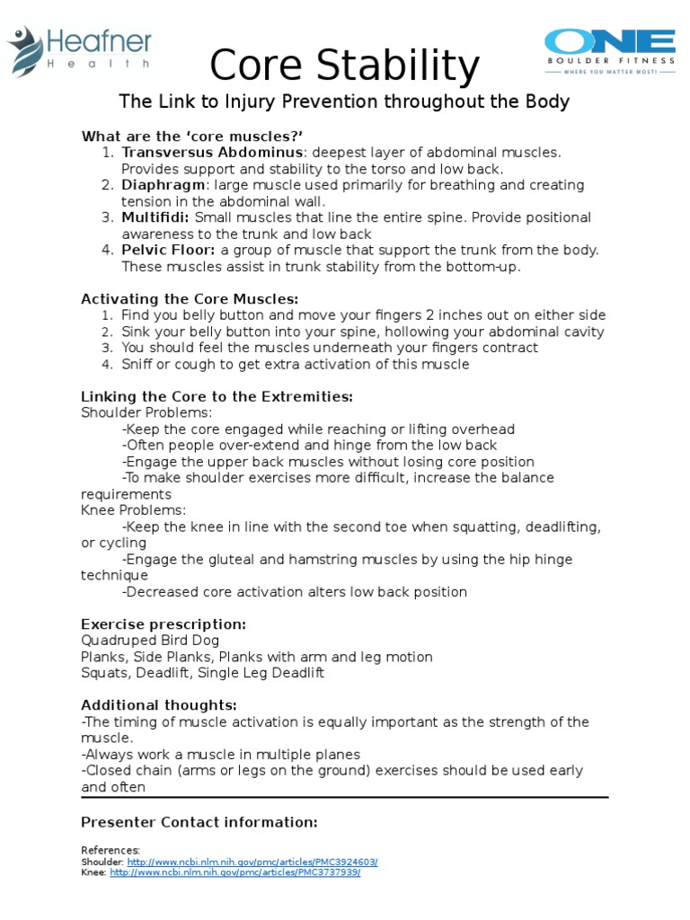 Core Stability for Injury Prevention | PDF | Abdomen | Human Anatomy
