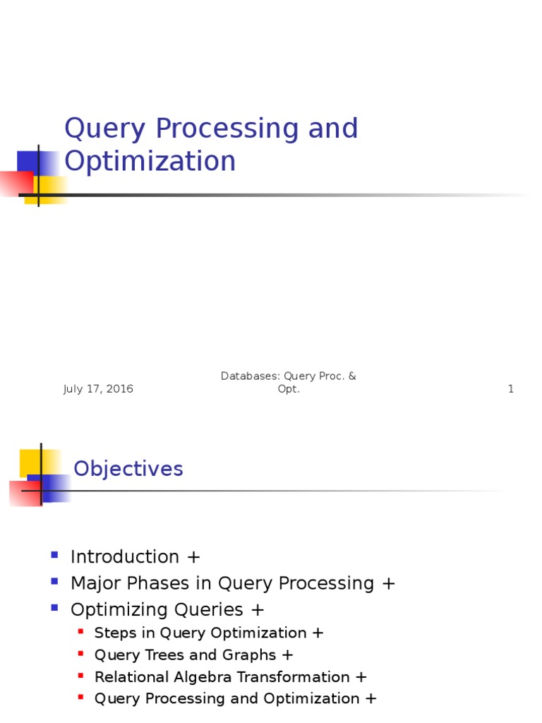 Lecture 20+Query+Processing+ +opt | PDF | Databases | Information Retrieval