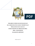 Reglamento Interno de Disciplina Escolar Res. 001 Cmdnna Aprobado, Marzo 2011 Tamaño Carta