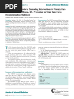 Alcohol Misuse: Screening and Behavioral Counseling Interventions in Primary Care Guidelines