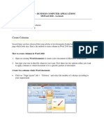 Create Columns: Bca10 - Business Computer Applications Msword 2010 - Lecture6