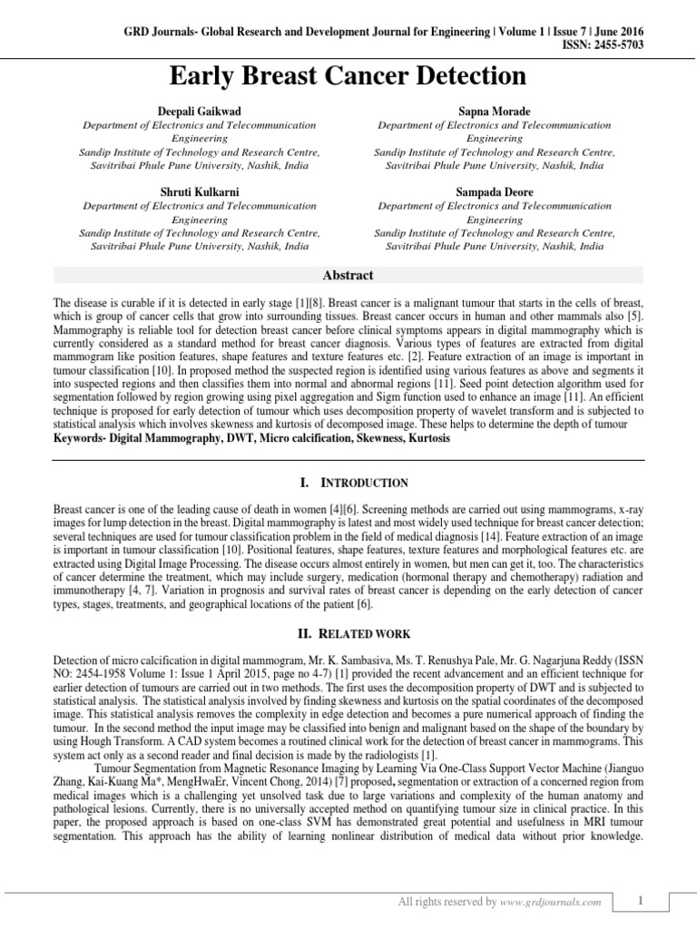Early Breast Cancer Detection | PDF