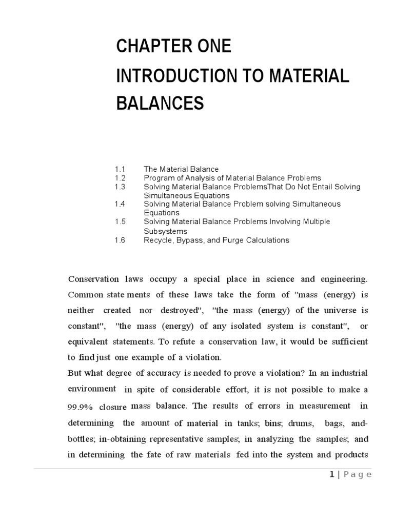 Material Balance in Chemical Engineering PDF Combustion Equations