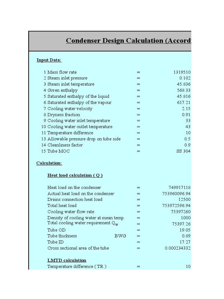 Condenser Calculation PDF