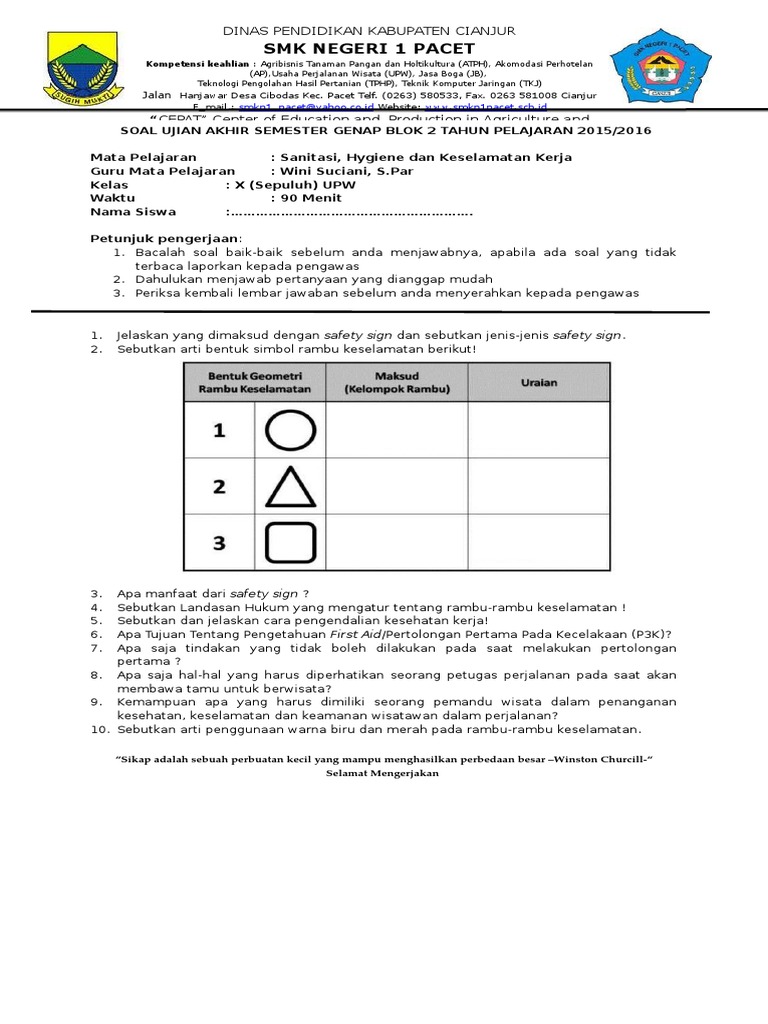 Soal Sanitasi Hygiene Perhotelan Pembahasan Soal