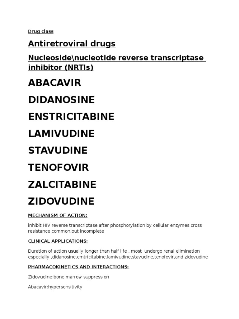NRTIs: Antiretroviral Drug Overview | PDF