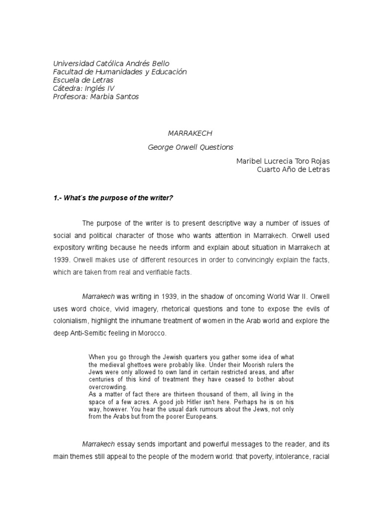 Marrakech by george orwell summary image