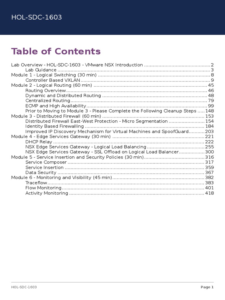 VMware NSX Lab Overview and Modules | PDF | Computer Network | Ip Address