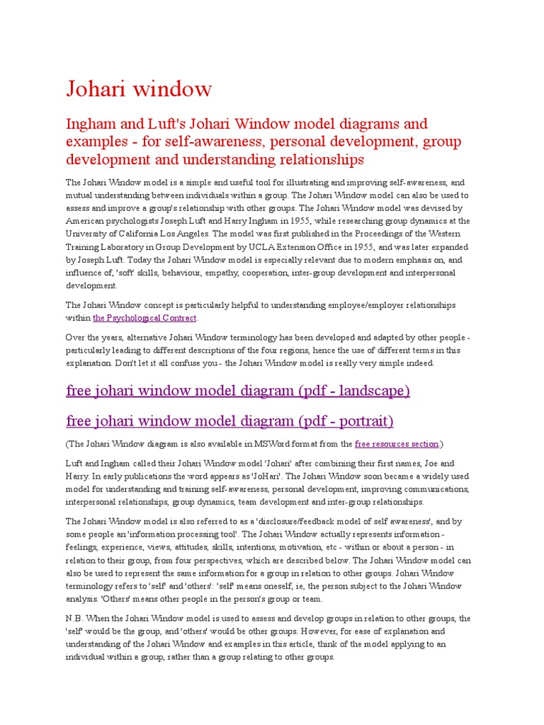  Johari  Window  Self Actualization Emotions