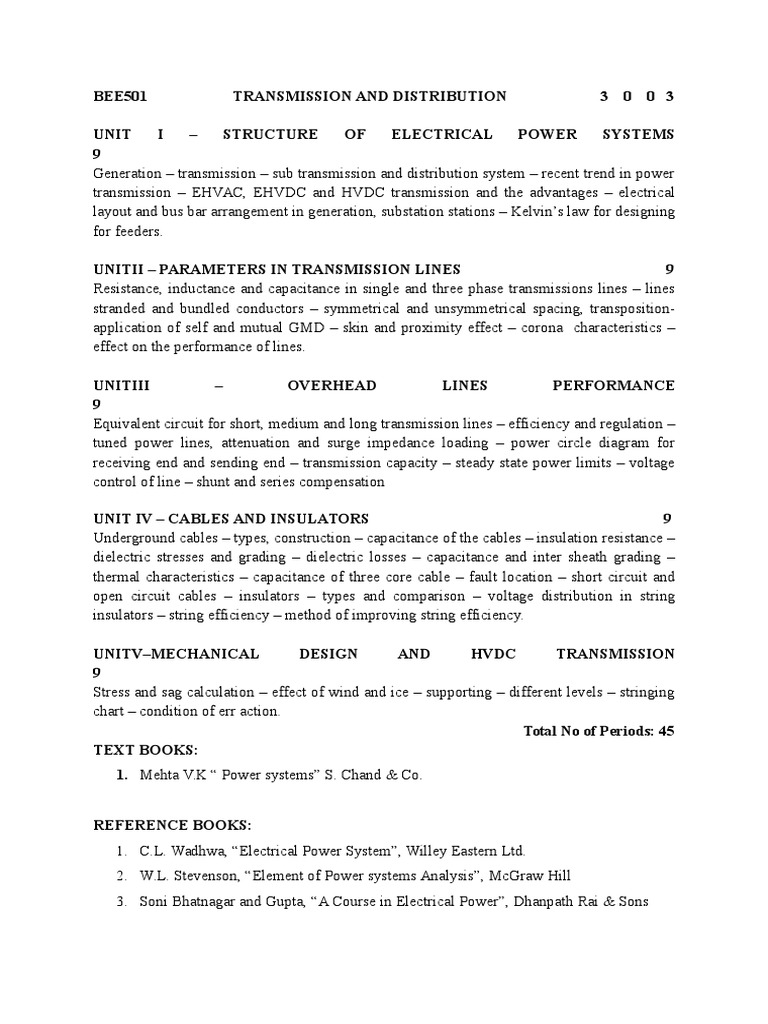 Electrical Engineering Curriculum | PDF | Electric Power Transmission ...