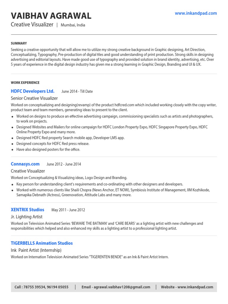 resume Visualizer Resume vaibhav agrawal creative visualizer resume graphic design adobe photoshop