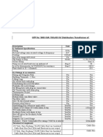 GTP For 1000 KVA 11/0,433 KV Distribution Transformer Of: Type of Tap changer-OFF LOAD