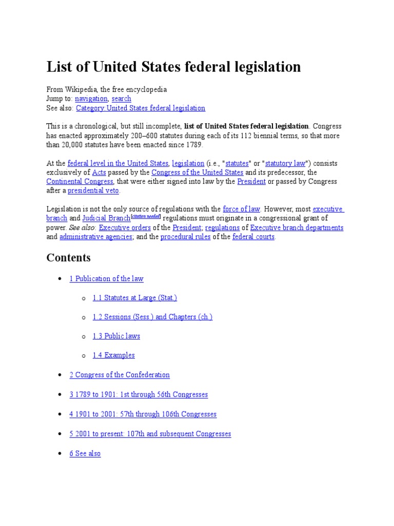 List of US federal legislation.docx United States Code Act Of Congress