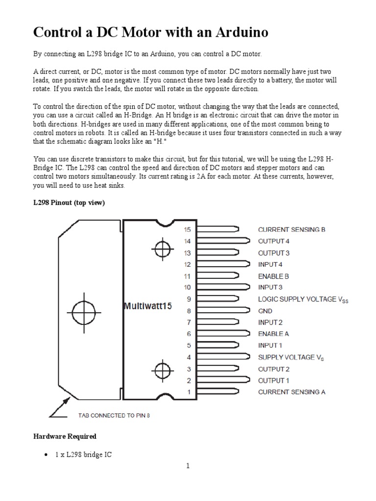 Control A DC Motor With An Arduino | PDF | Arduino | Electronic Circuits image.