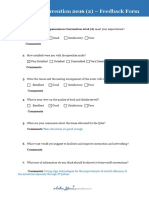 Spensonian Convention 2016 (2) - Feedback Form: Excellent Good Satisfactory Poor