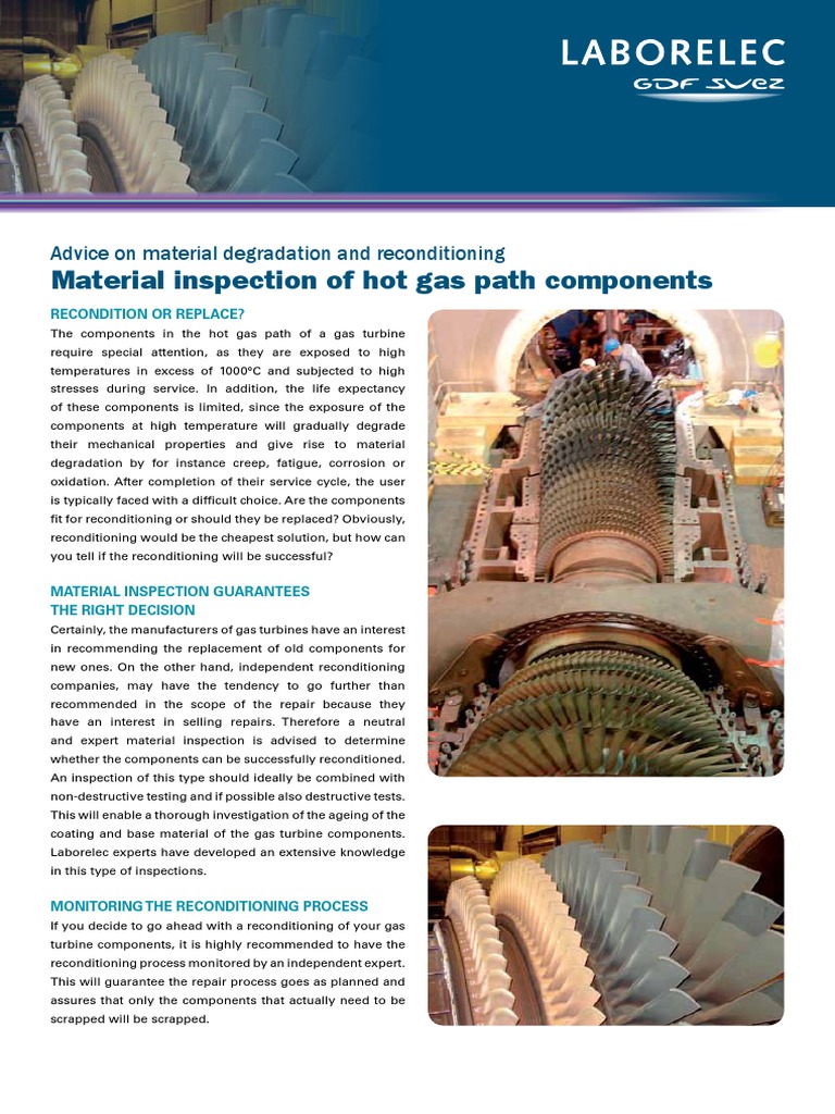 Material Inspection of Hot Gas Path PDF Gas Turbine Gases