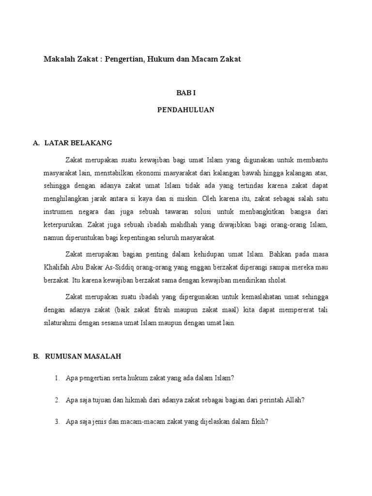 Makalah Zakat Contoh Makalah