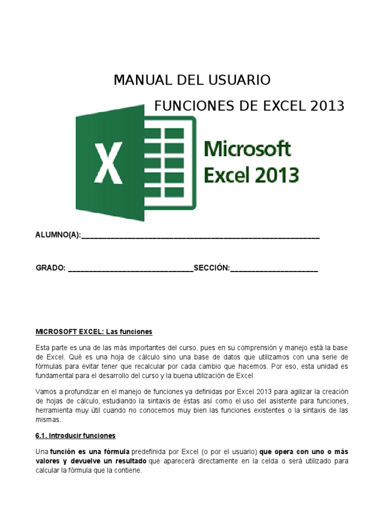 Funciones Esenciales de Excel 2013 | PDF | Hoja de cálculo | Microsoft ...