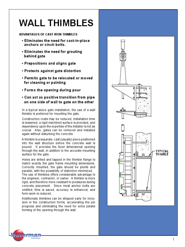 Wall Thimbles Mounted Gate Pipe Fluid Conveyance Concrete